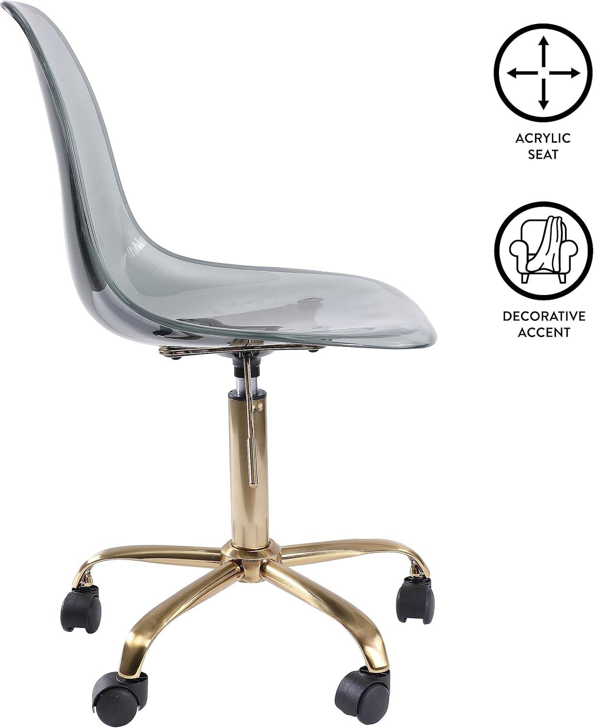 imageUrban Lifestyle Acrylic Rolling Desk Chair Navy Blue with Silver Legs 21D x 19W x 34H InchBlack Gold Base