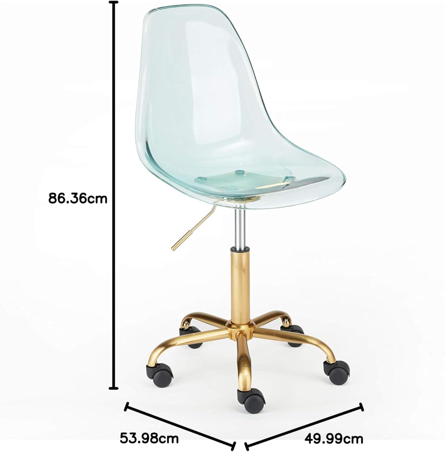 imageUrban Lifestyle Acrylic Rolling Desk Chair Navy Blue with Silver Legs 21D x 19W x 34H InchMint