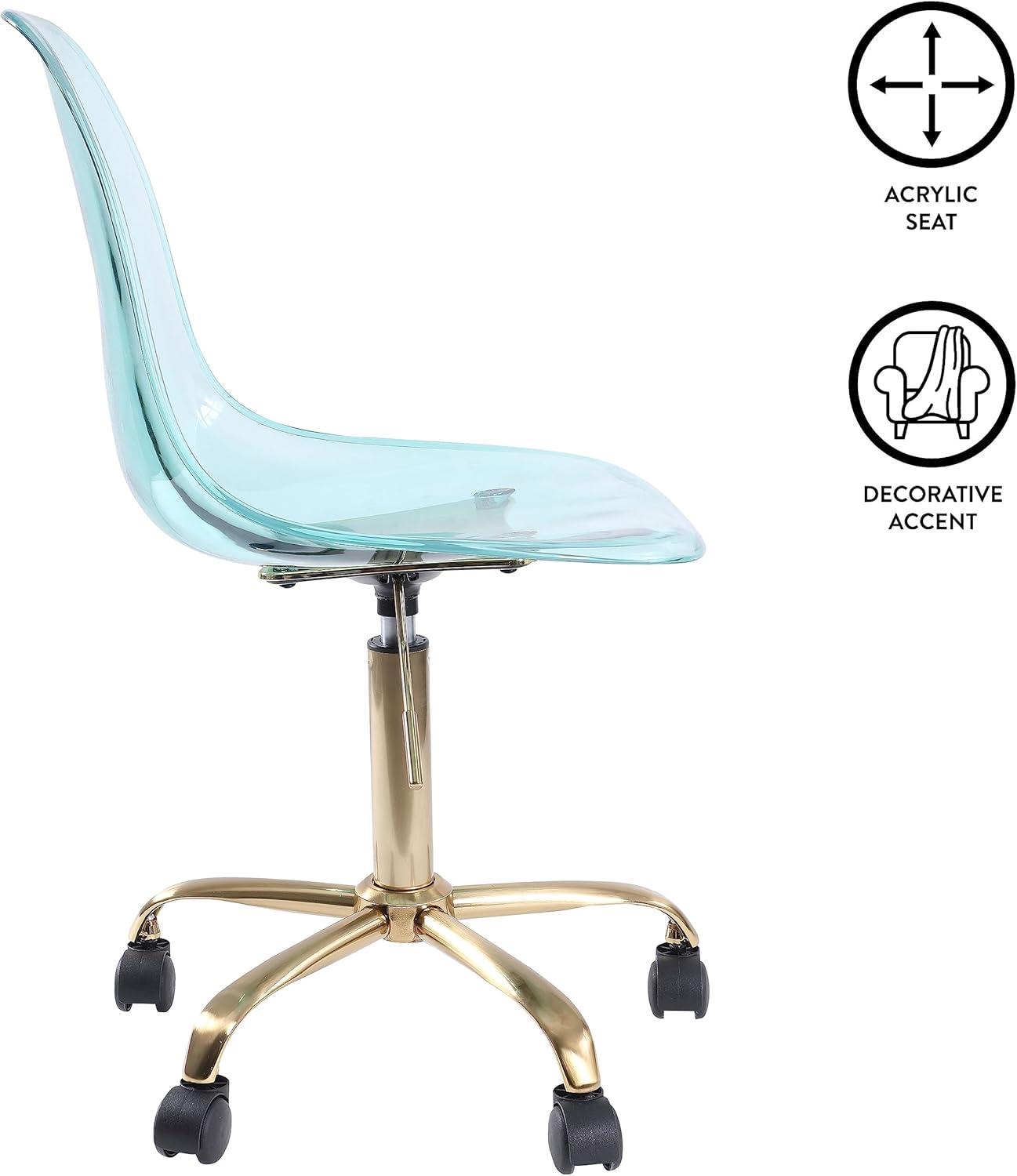 imageUrban Lifestyle Acrylic Rolling Desk Chair Navy Blue with Silver Legs 21D x 19W x 34H InchMint