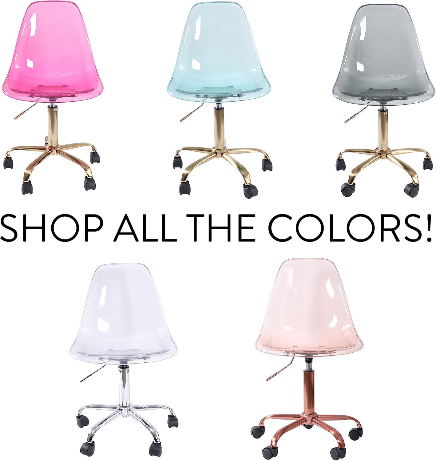 imageUrban Lifestyle Acrylic Rolling Desk Chair Navy Blue with Silver Legs 21D x 19W x 34H InchPink With Rose Gold