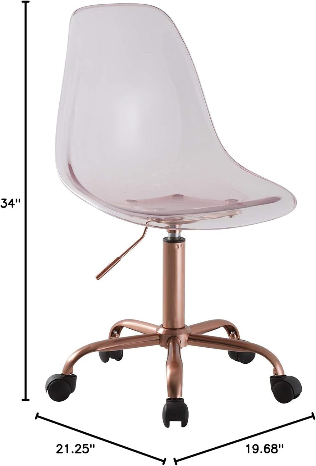 imageUrban Lifestyle Acrylic Rolling Desk Chair Navy Blue with Silver Legs 21D x 19W x 34H InchPink With Rose Gold