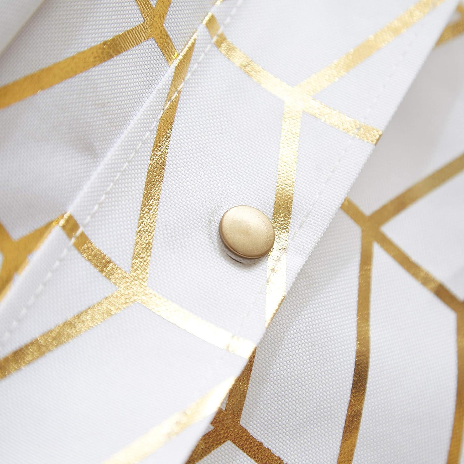 imageUrban Lifestyle Collapsible Storage Ottoman with Laptop Stand Tray Lid and Storage Pocket Gold Geo 15quotx15quotx15quotGold Geo