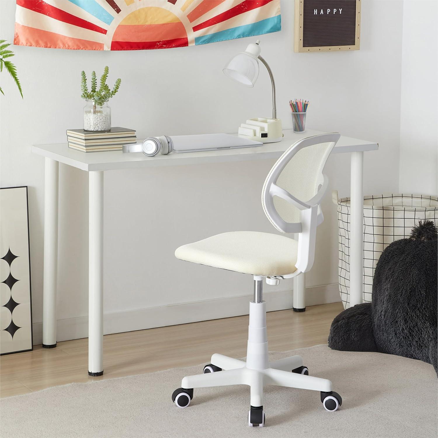imageUrban Lifestyle Computer Office Rolling Swivel Task Desk Chair with Mesh Backrest and Caster Wheels White with White LegsWhite