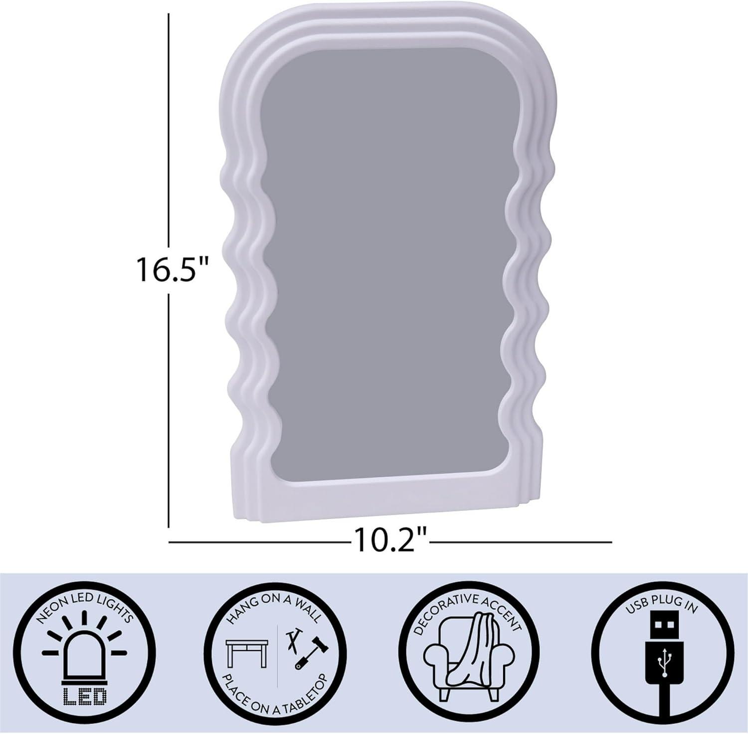 imageUrban Lifestyle LED Wavy Wall MirrorColor Changing Light Up Mirror for Bedroom Living Room or Dorm165quot x 1028quot