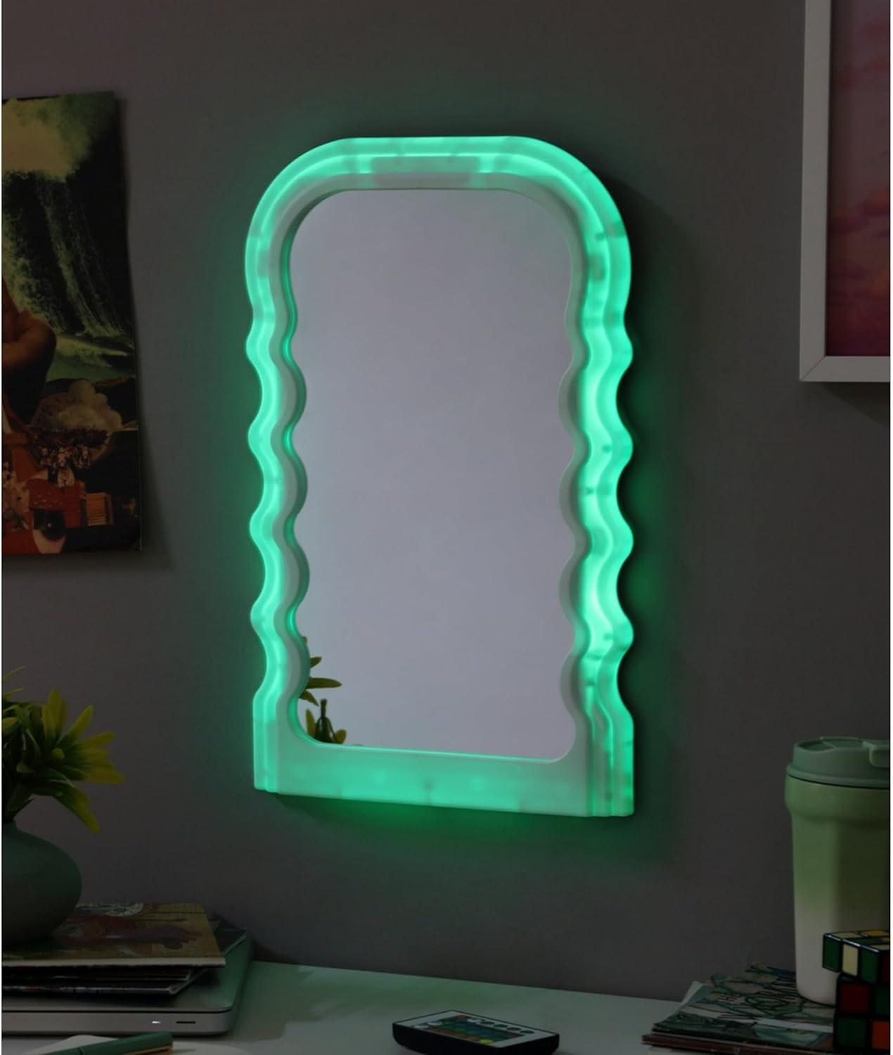 imageUrban Lifestyle LED Wavy Wall MirrorColor Changing Light Up Mirror for Bedroom Living Room or Dorm165quot x 1028quot