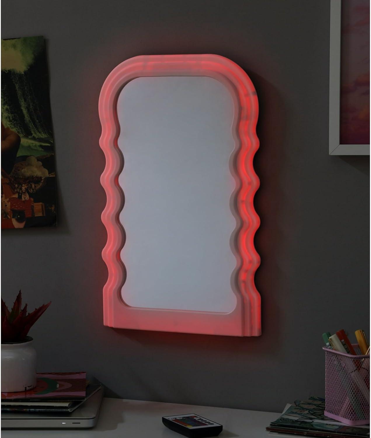 imageUrban Lifestyle LED Wavy Wall MirrorColor Changing Light Up Mirror for Bedroom Living Room or Dorm165quot x 1028quot