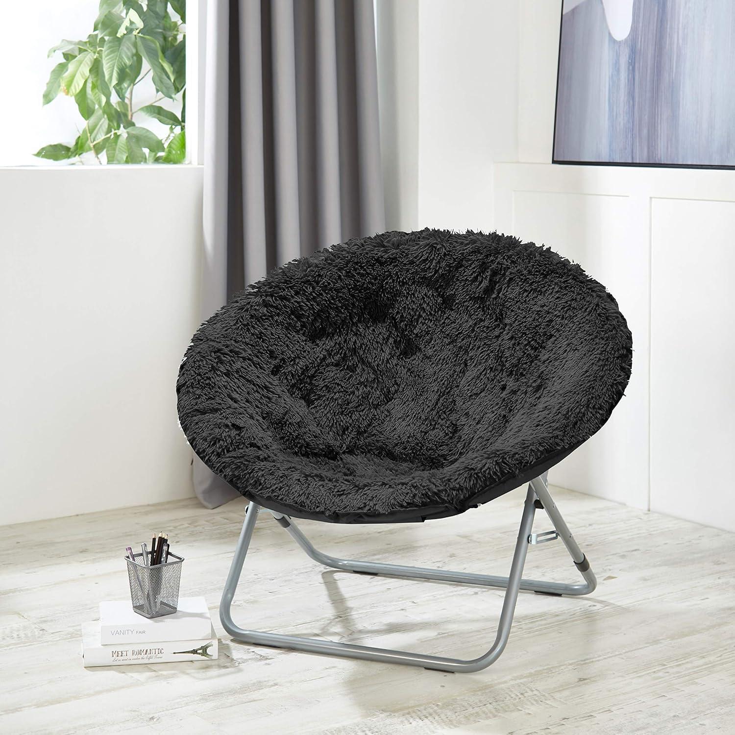imageUrban Lifestyle Oversized Mongolian Faux Fur Saucer Chair MintBlack