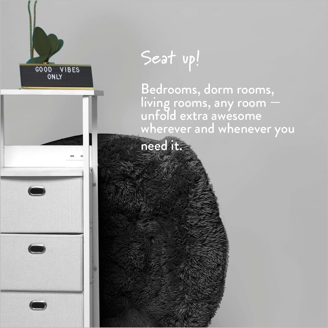 imageUrban Lifestyle Oversized Mongolian Faux Fur Saucer Chair MintBlack