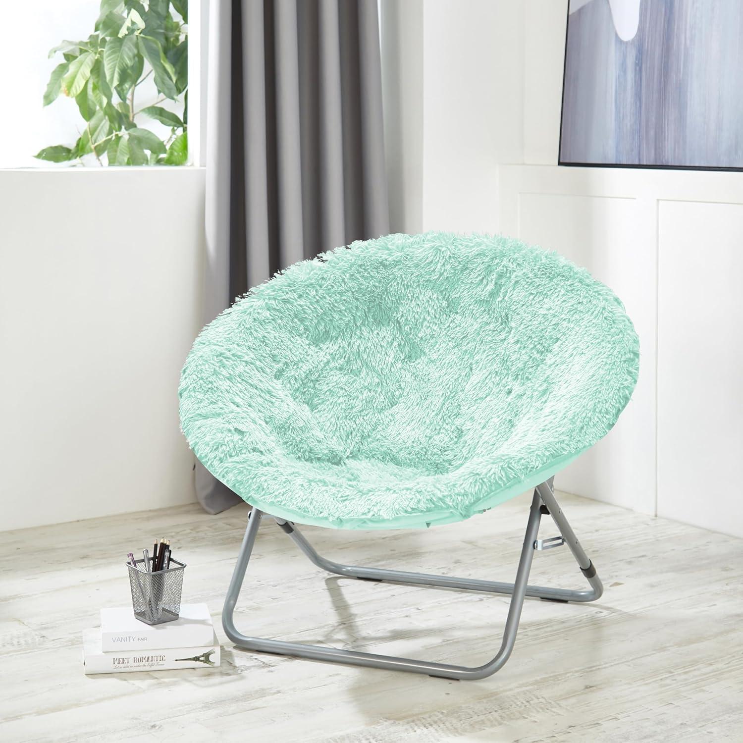 imageUrban Lifestyle Oversized Mongolian Faux Fur Saucer Chair MintSilver