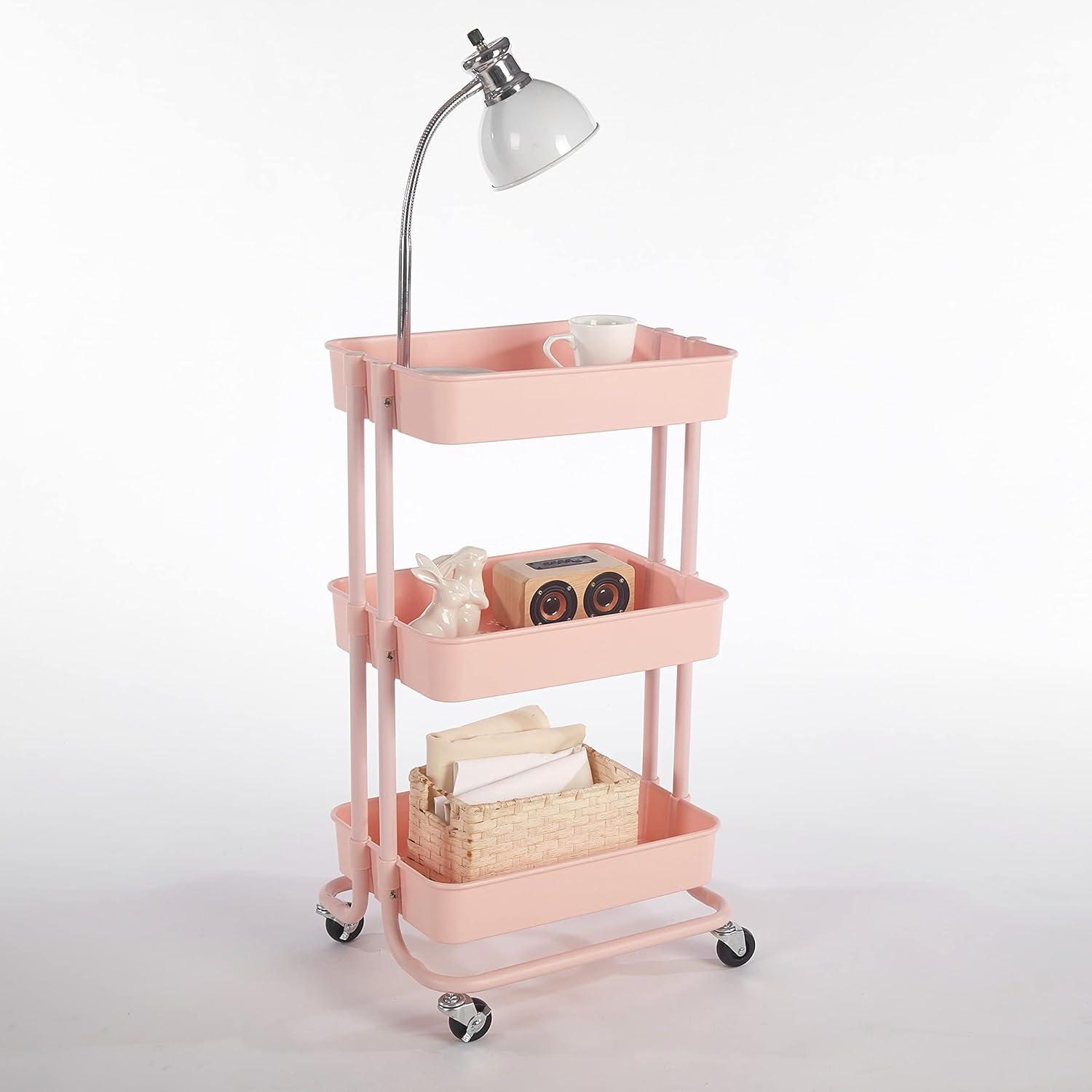 imageUrban Lifestyle Plastic 3 Tier Rolling Storage Cart BlackBlush