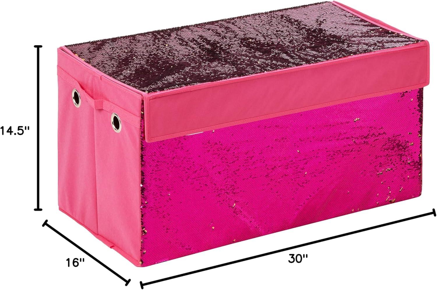 imageUrban Lifestyle Reversible Flip Sequin Foldable Collapsible Storage Bin Trunk MermaidBlackPink