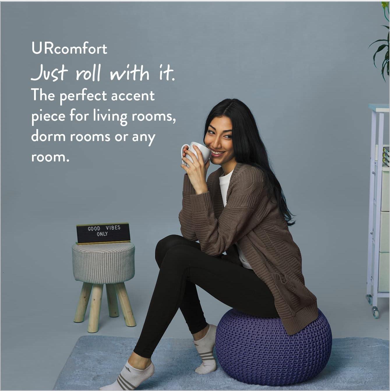 imageUrban Lifestyle Round Knit Pouf Hand Woven Cotton NavyIndigoNavy