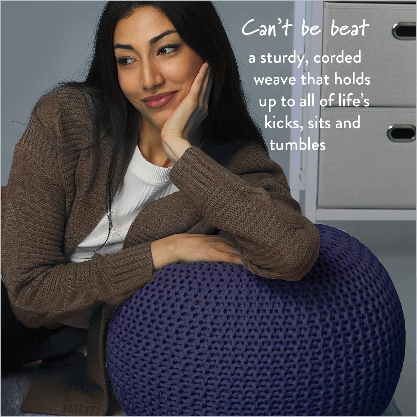 imageUrban Lifestyle Round Knit Pouf Hand Woven Cotton NavyIndigoNavy