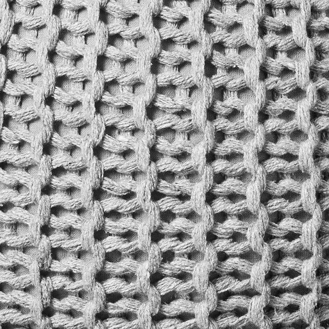 imageUrban Lifestyle Round Knit Pouf Hand Woven Cotton NavyLight Grey