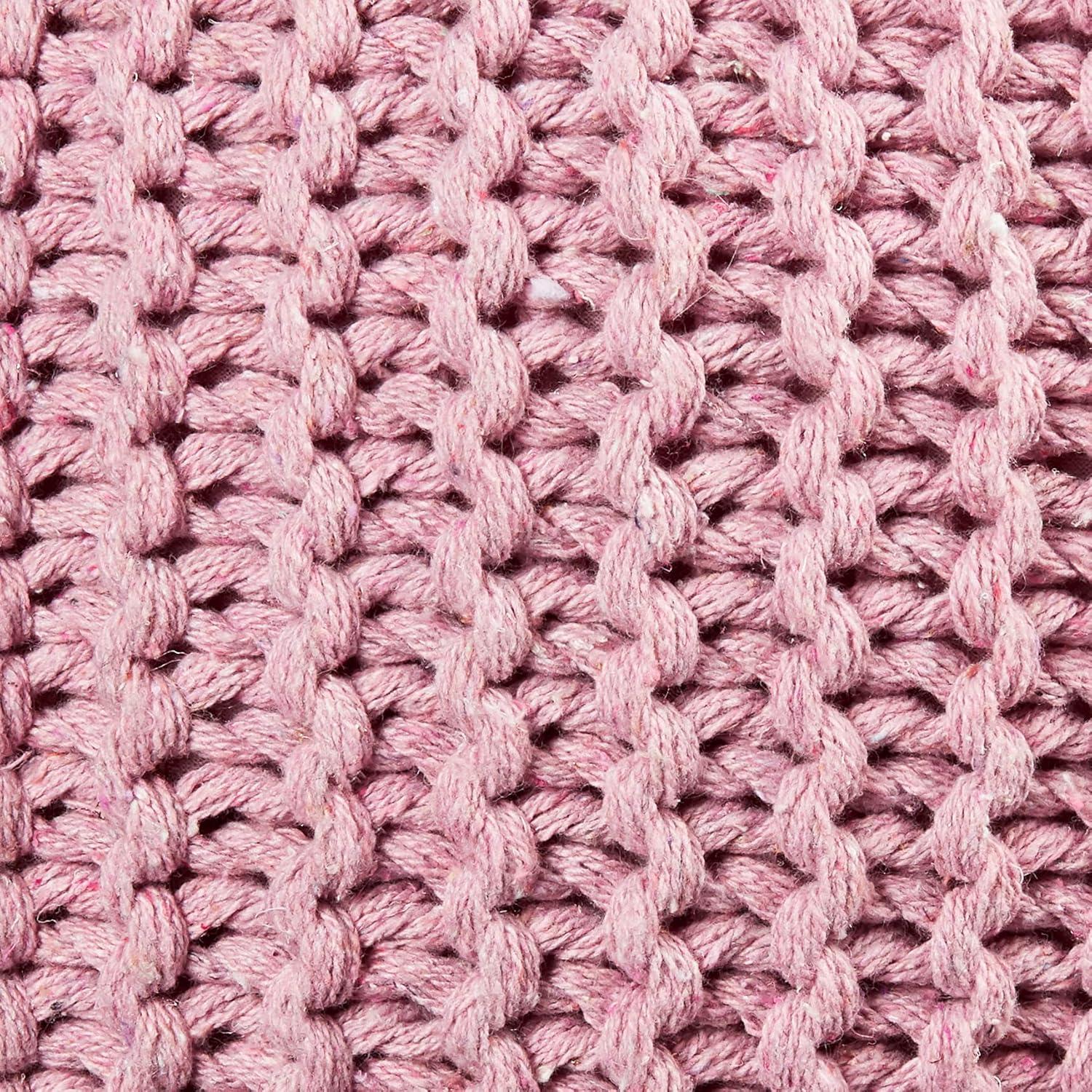 imageUrban Lifestyle Round Knit Pouf Hand Woven Cotton NavyLight Pink