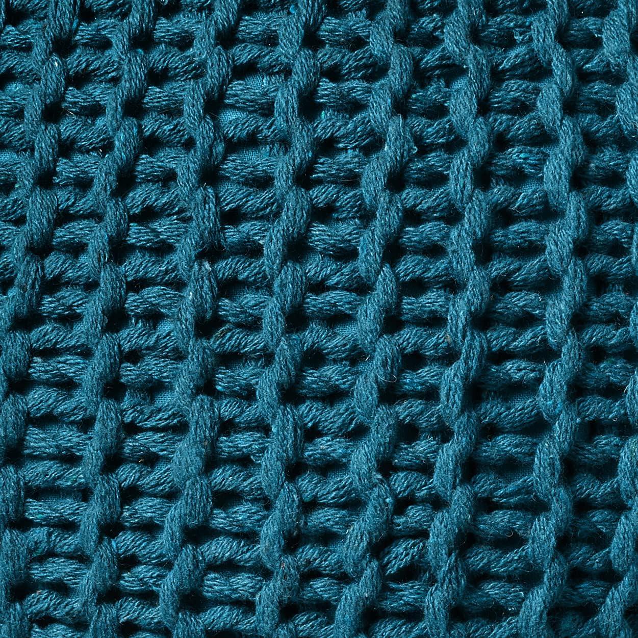 imageUrban Lifestyle Round Knit Pouf Hand Woven Cotton NavyTeal