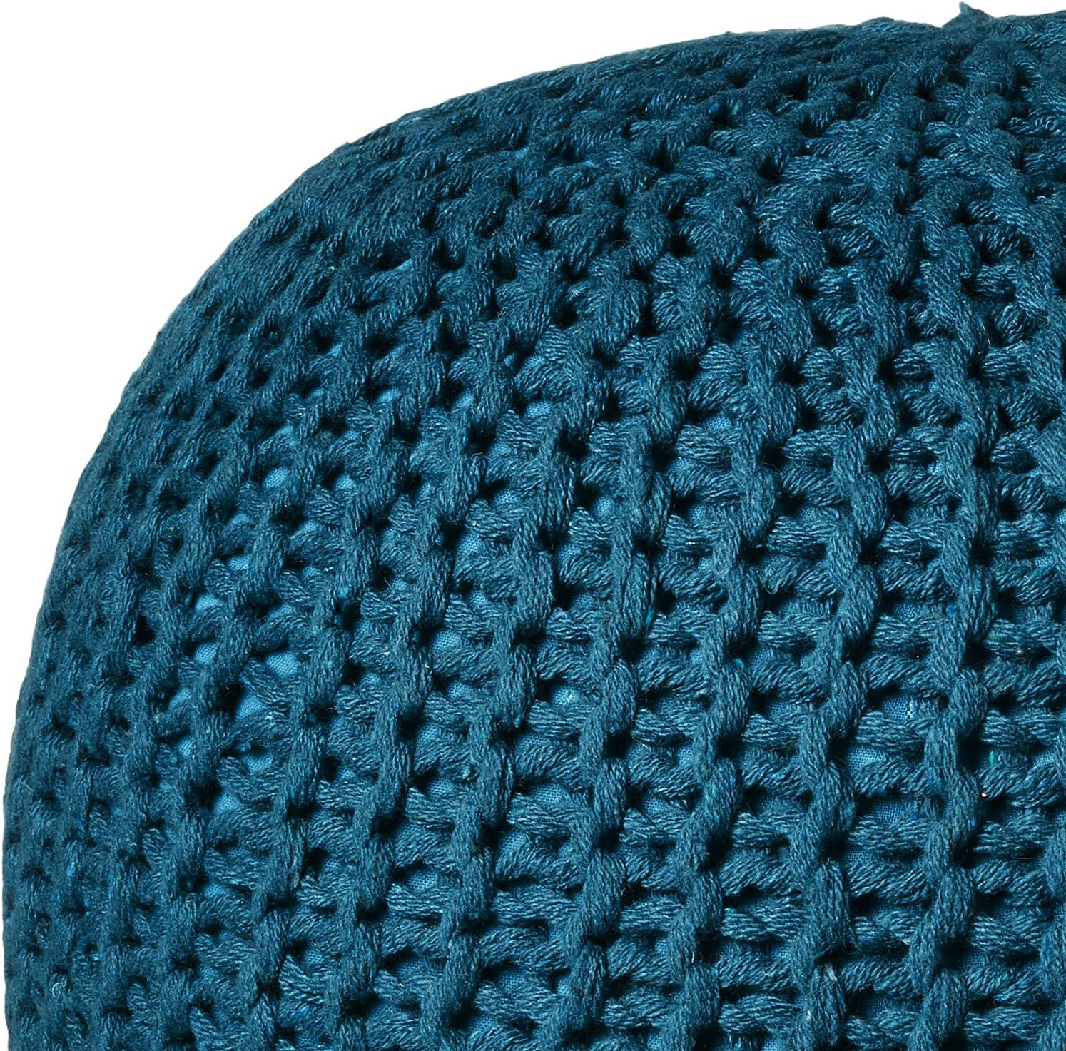 imageUrban Lifestyle Round Knit Pouf Hand Woven Cotton NavyTeal