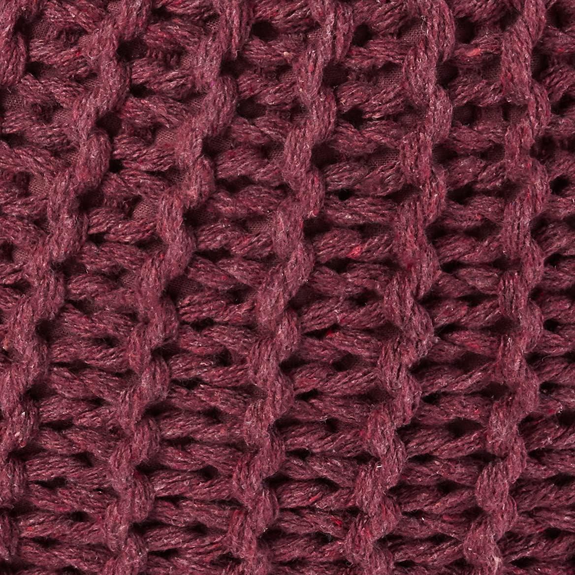 imageUrban Lifestyle Round Knit Pouf Hand Woven Cotton NavyWine