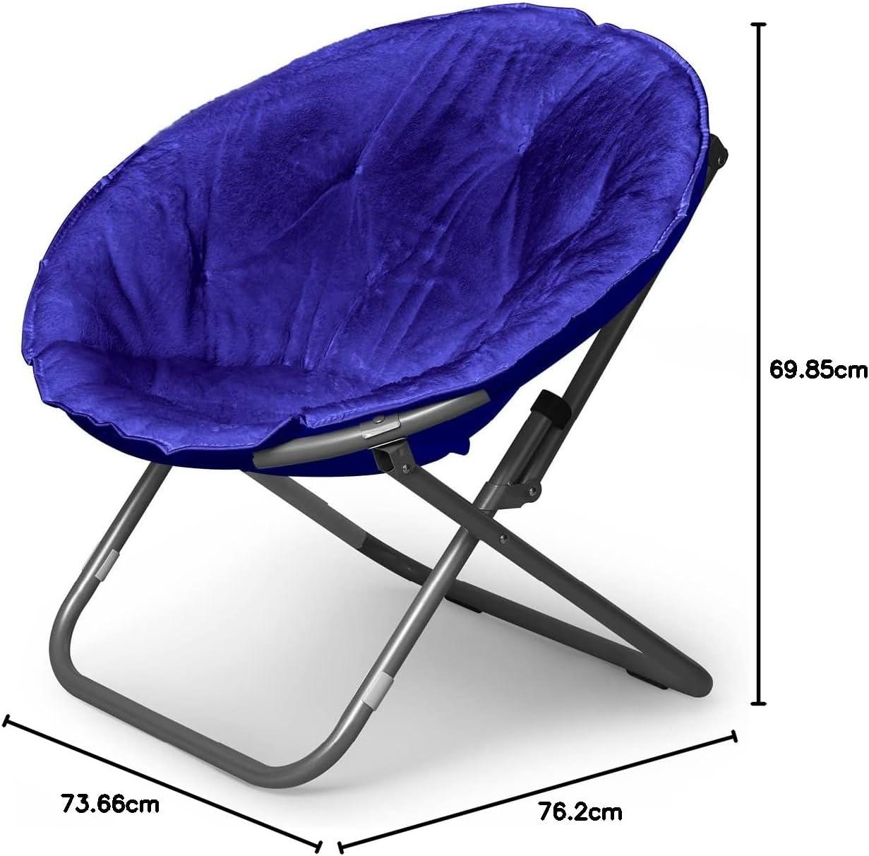 imageUrban Lifestyle Super Soft Faux Fur Saucer Chair with Folding Metal Frame AquaDark Blue