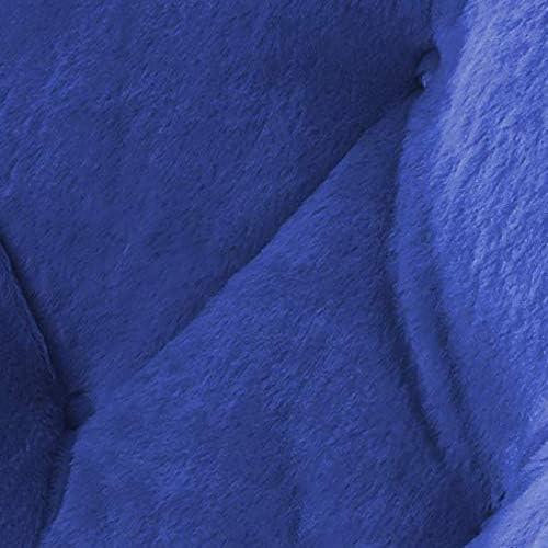 imageUrban Lifestyle Super Soft Faux Fur Saucer Chair with Folding Metal Frame AquaDark Blue