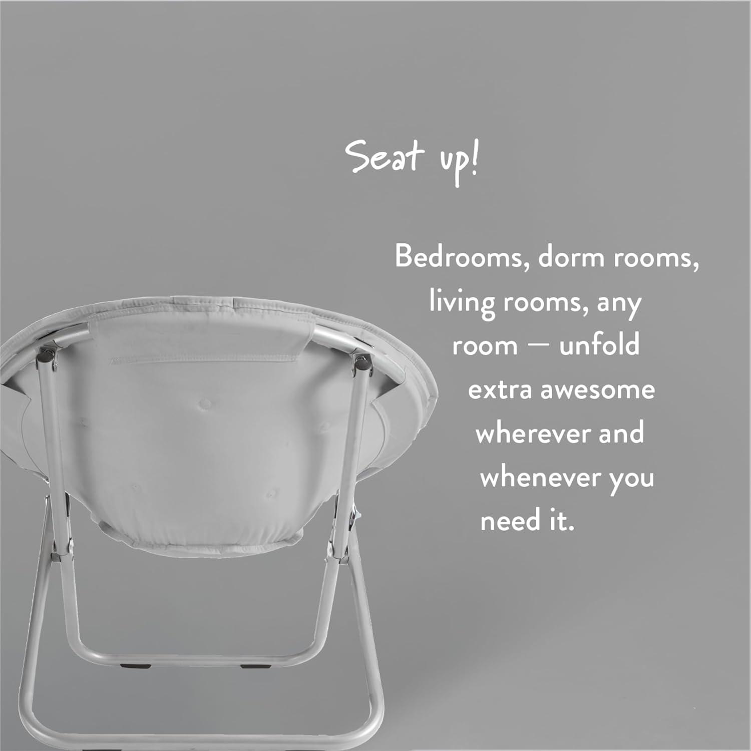 imageUrban Lifestyle Super Soft Faux Fur Saucer Chair with Folding Metal Frame AquaGrey