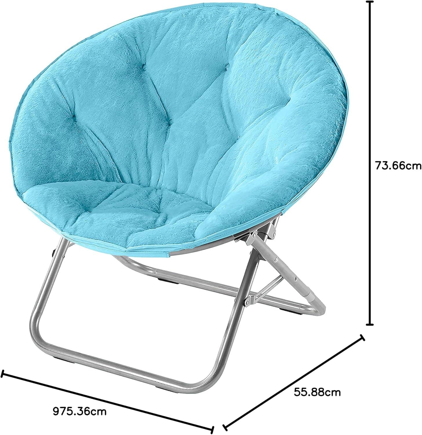 imageUrban Lifestyle Super Soft Faux Fur Saucer Chair with Folding Metal Frame AquaLight Blue
