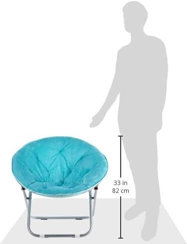 imageUrban Lifestyle Super Soft Faux Fur Saucer Chair with Folding Metal Frame AquaLight Blue