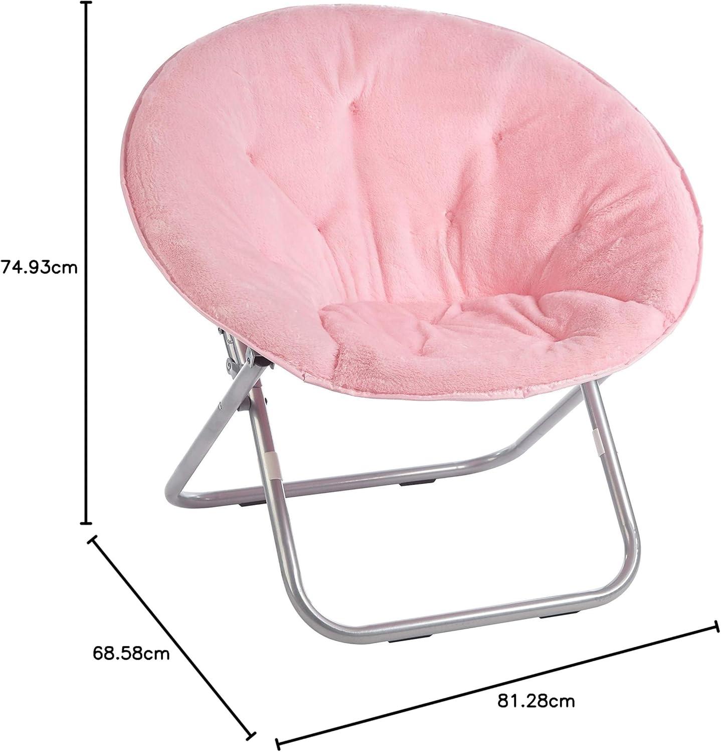 imageUrban Lifestyle Super Soft Faux Fur Saucer Chair with Folding Metal Frame AquaLight Pink
