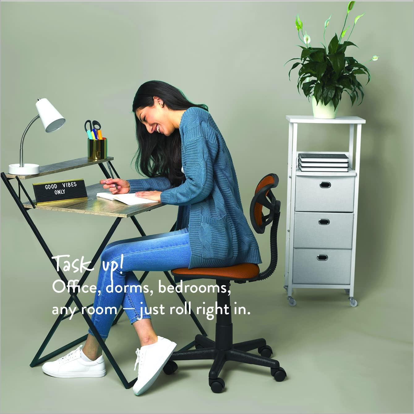 imageUrban Lifestyle Swivel Desk Chair Stylish and Compact Office Chair with Mesh Back Swivel Function Adjustable Height and Cushioned Seat Cyan BlueOrange