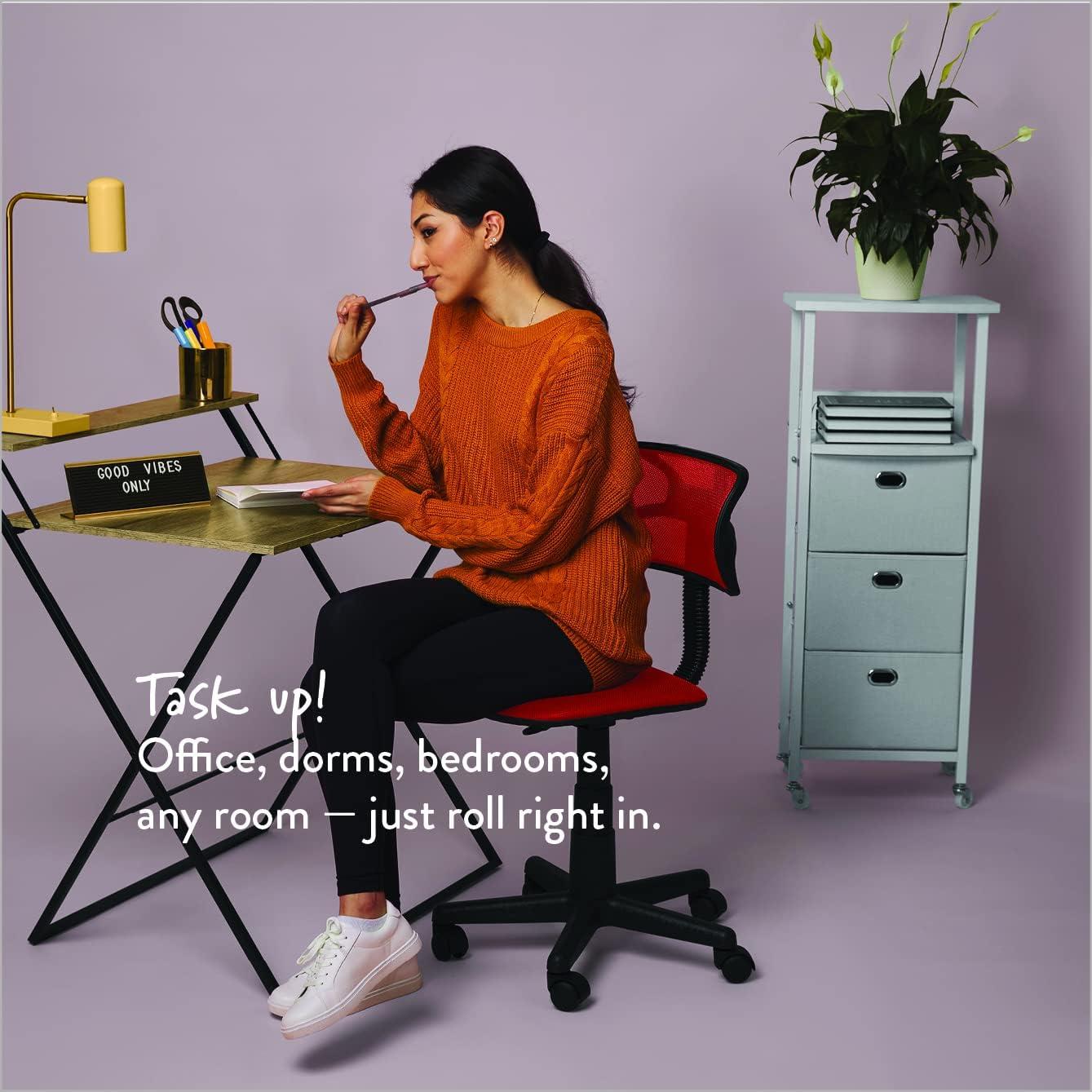 imageUrban Lifestyle Swivel Desk Chair Stylish and Compact Office Chair with Mesh Back Swivel Function Adjustable Height and Cushioned Seat Cyan BlueRed