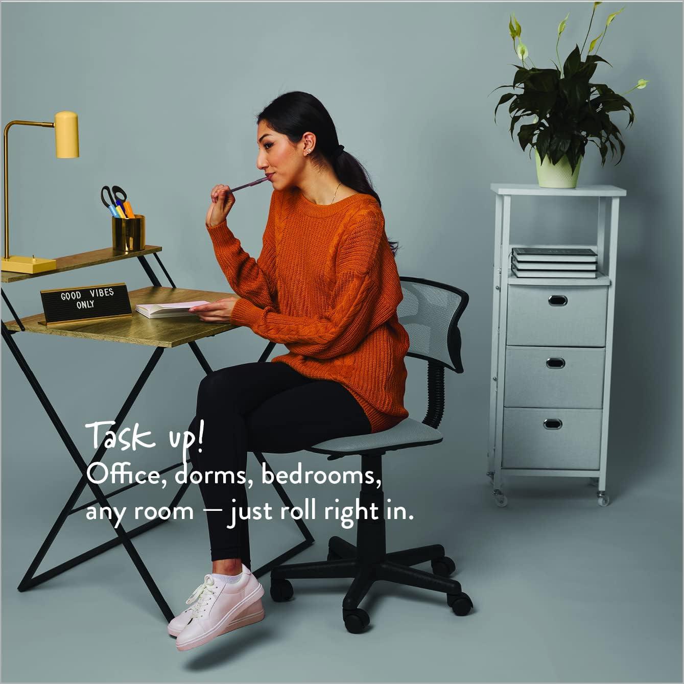 imageUrban Lifestyle Swivel Desk Chair Stylish and Compact Office Chair with Mesh Back Swivel Function Adjustable Height and Cushioned Seat Cyan BlueSilver