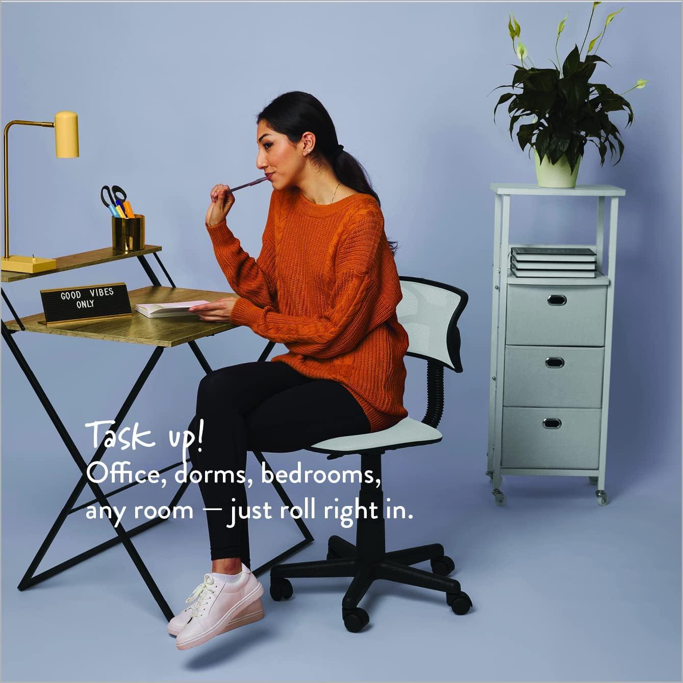 imageUrban Lifestyle Swivel Desk Chair Stylish and Compact Office Chair with Mesh Back Swivel Function Adjustable Height and Cushioned Seat Cyan BlueWhite