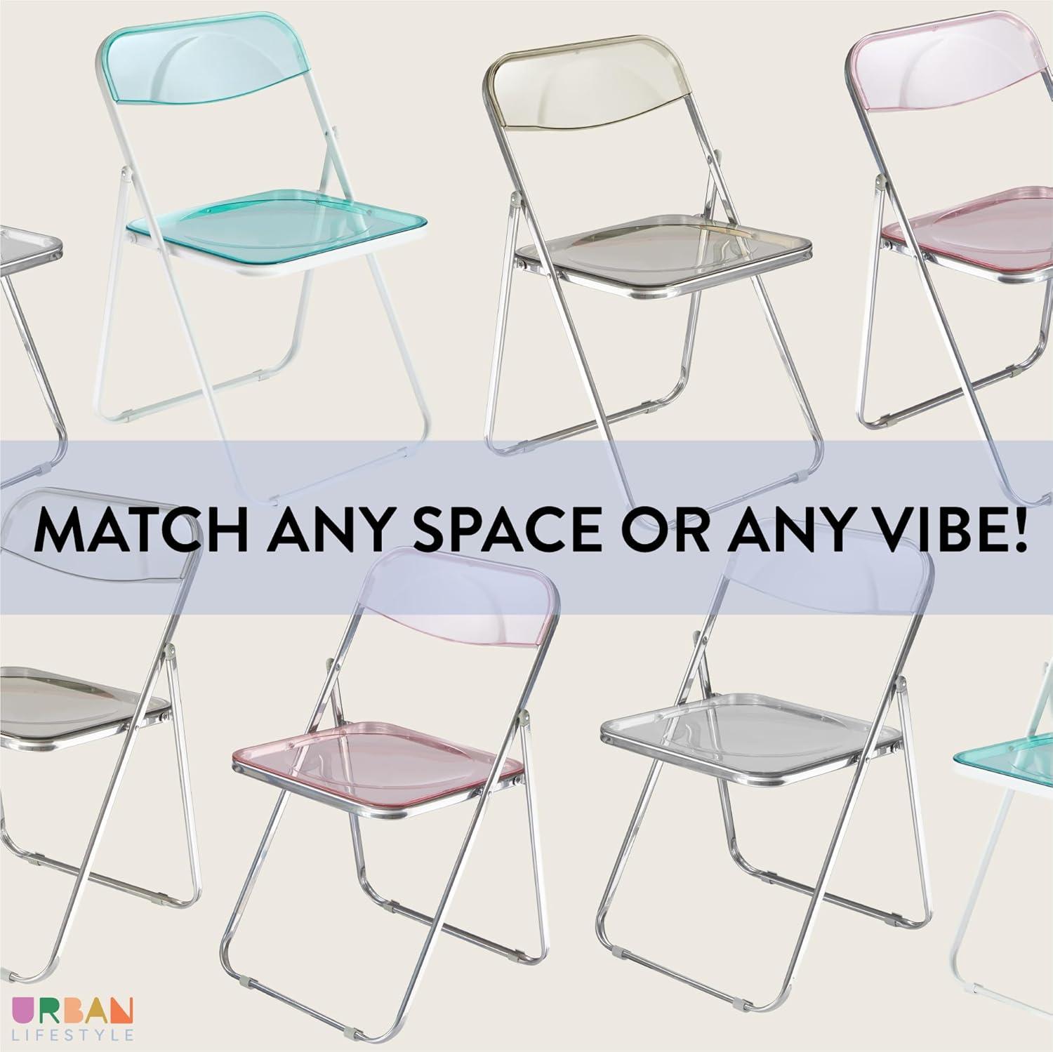 imageUrban Lifestyle Transparent Acrylic Modern Folding Chair with Chrome Frame Clear