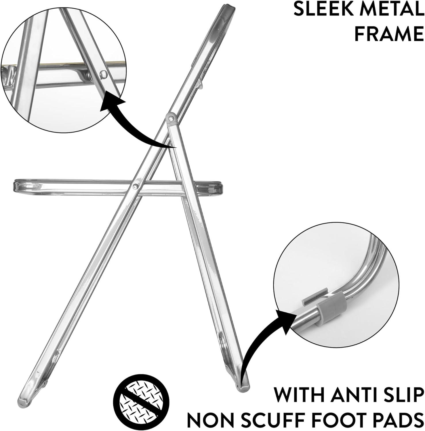 imageUrban Lifestyle Transparent Acrylic Modern Folding Chair with Chrome Frame Clear