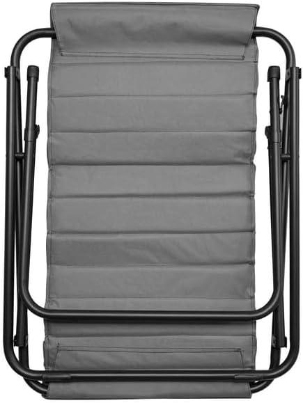 imageUrban Lifestyle Vegan Leather Ribbed Folding Sling Lounge Chair with Metal FrameIvory28quotx22quotx30quotGrey