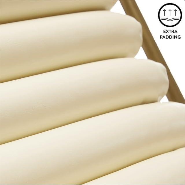 imageUrban Lifestyle Vegan Leather Ribbed Folding Sling Lounge Chair with Metal FrameIvory28quotx22quotx30quotIvory