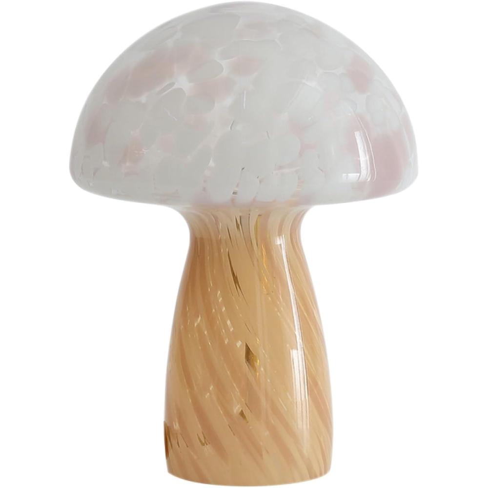 imageUrban Lifestyle 12quot Iridescent Tortoise Glass Mushroom Lamp Modern Retro Table Lamp for Bedroom Living Room or Office DcorBlush
