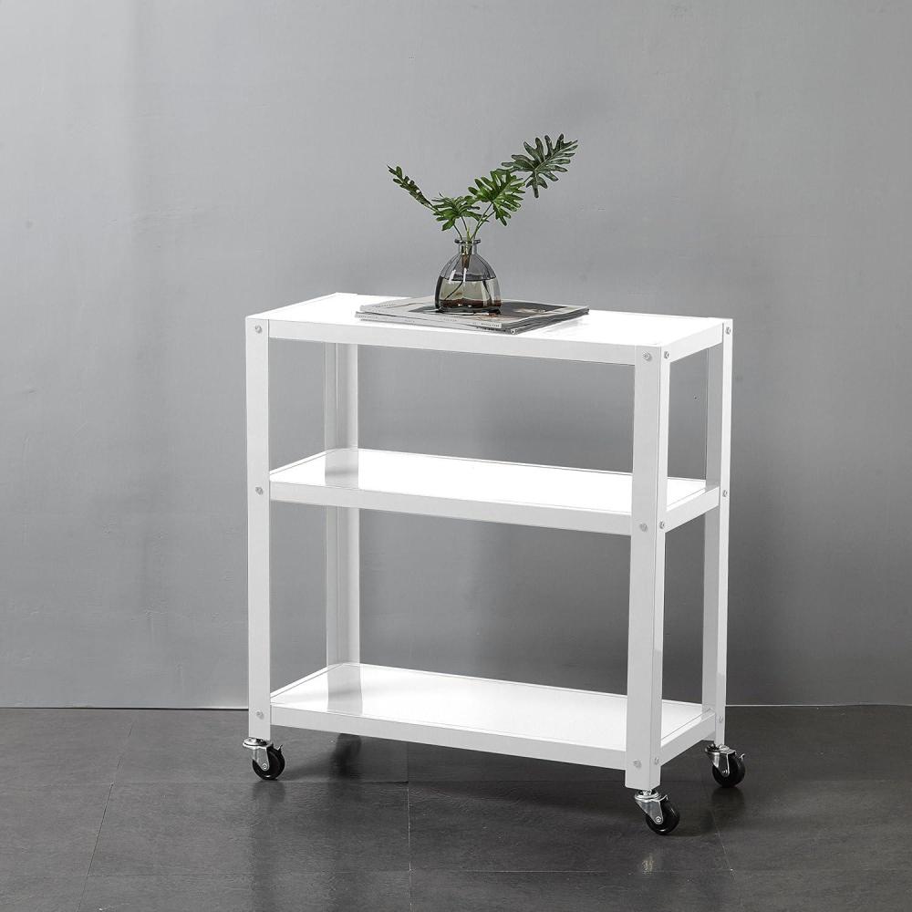 imageUrban Lifestyle 3 Shelf Metal StorageDecorative Rolling Rack Cart with Smooth Locking WheelsWhite