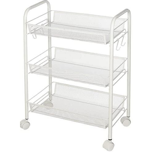 imageUrban Lifestyle 3 Tier Mesh All Purpose Utility Rolling Storage Cart BlackWhite