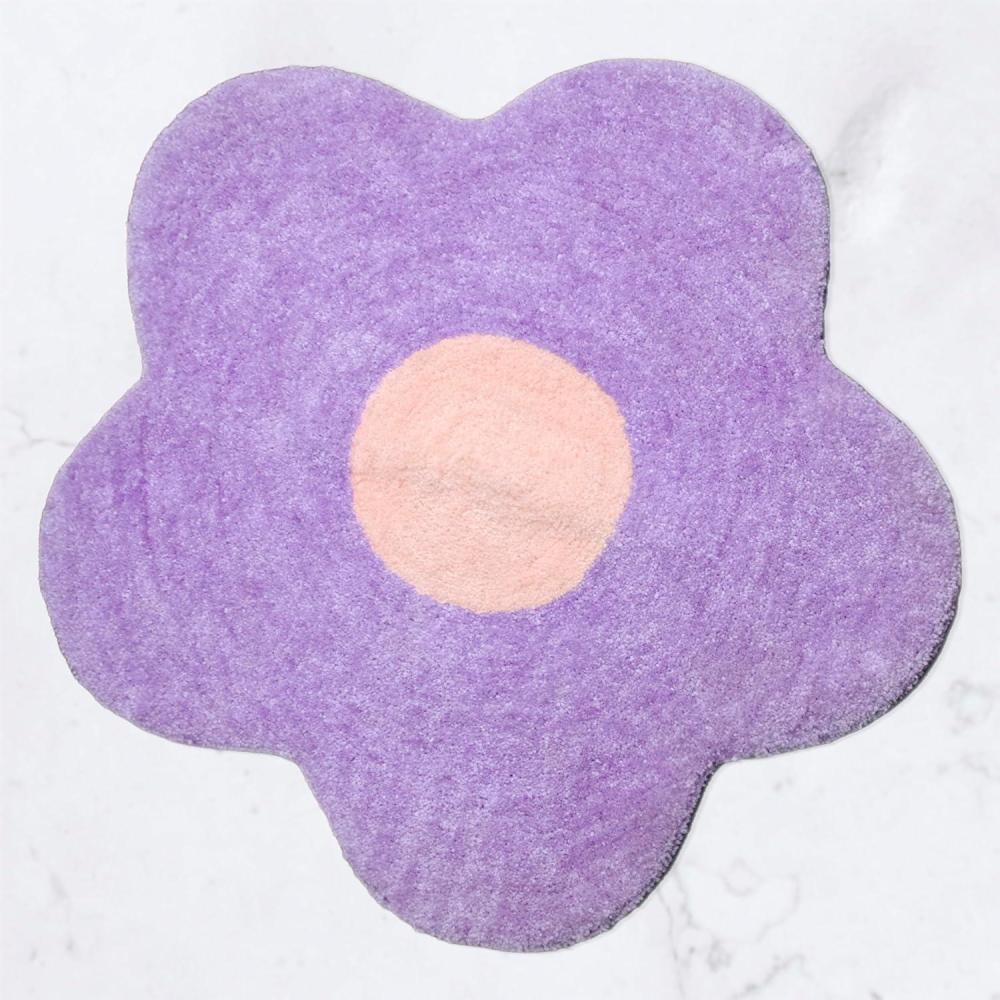 imageUrban Lifestyle 30quotx30quot Soft Daisy Flower Shaped Accent Rug Cozy Aesthetic Carpet for Bedroom Apartment and Lounge Spaces TealPurple