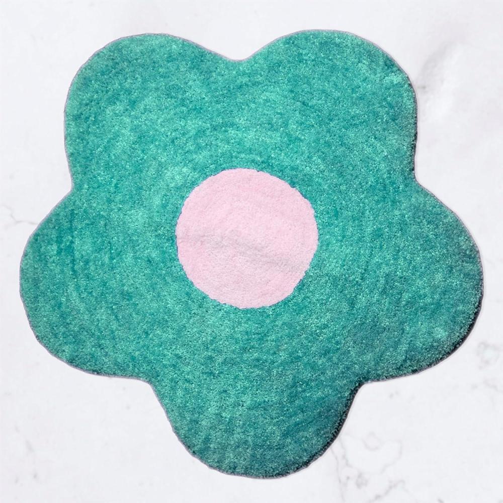 imageUrban Lifestyle 30quotx30quot Soft Daisy Flower Shaped Accent Rug Cozy Aesthetic Carpet for Bedroom Apartment and Lounge Spaces TealTeal