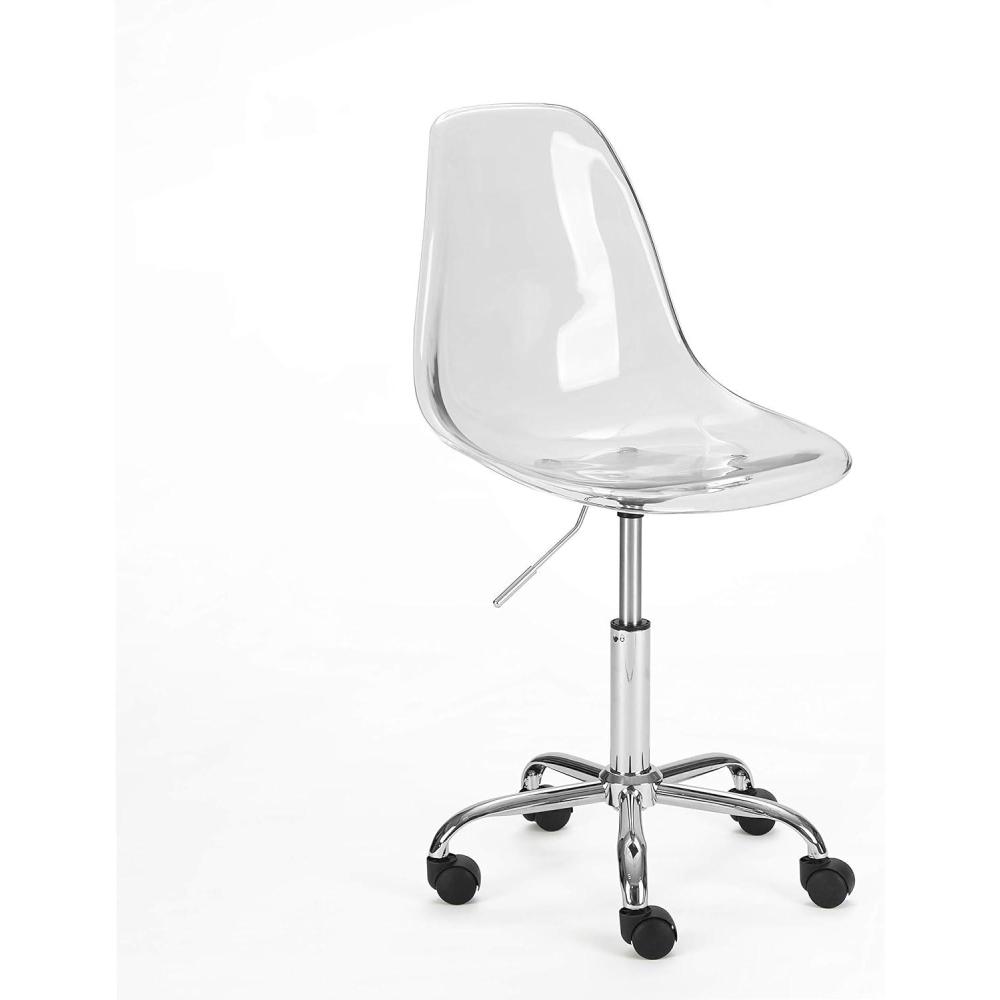 imageUrban Lifestyle Acrylic Rolling Desk Chair Navy Blue with Silver Legs 21D x 19W x 34H InchClear