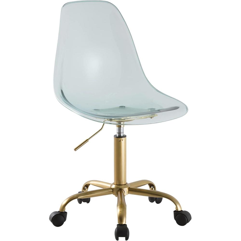 imageUrban Lifestyle Acrylic Rolling Desk Chair Navy Blue with Silver Legs 21D x 19W x 34H InchMint