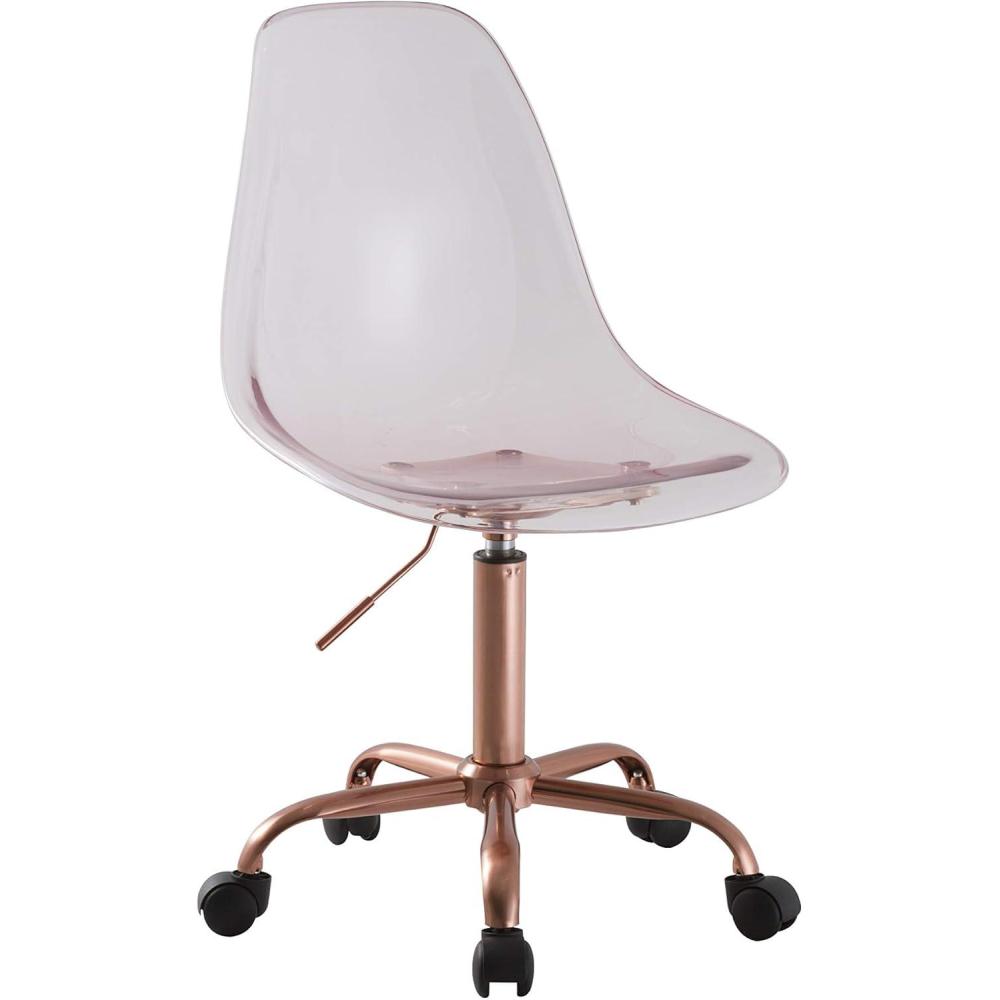 imageUrban Lifestyle Acrylic Rolling Desk Chair Navy Blue with Silver Legs 21D x 19W x 34H InchPink With Rose Gold