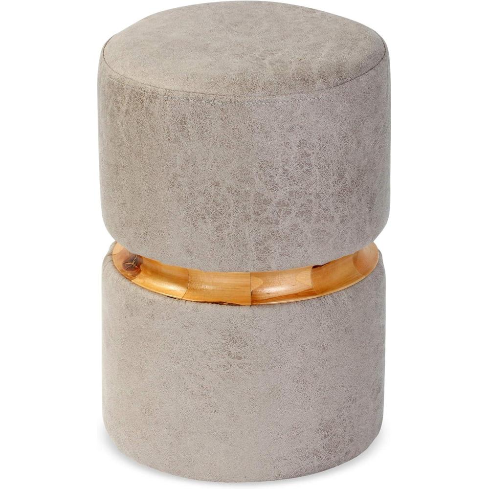 imageUrban Lifestyle Distressed Faux Leather Ottoman Grey