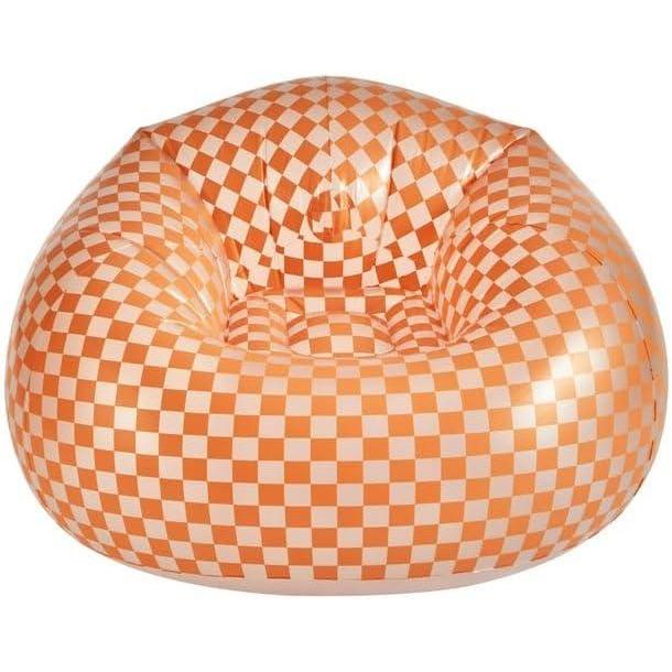 imageUrban Lifestyle Inflatable Chair Retro OrangeWhite Checkered DesignComfy Seating for Teens and Adults Ideal for Dorms Bedrooms ampamp Living SpacesOrangeWhite