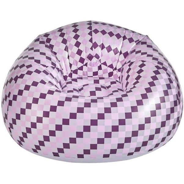 imageUrban Lifestyle Inflatable Chair Retro OrangeWhite Checkered DesignComfy Seating for Teens and Adults Ideal for Dorms Bedrooms ampamp Living SpacesPurpleWhite