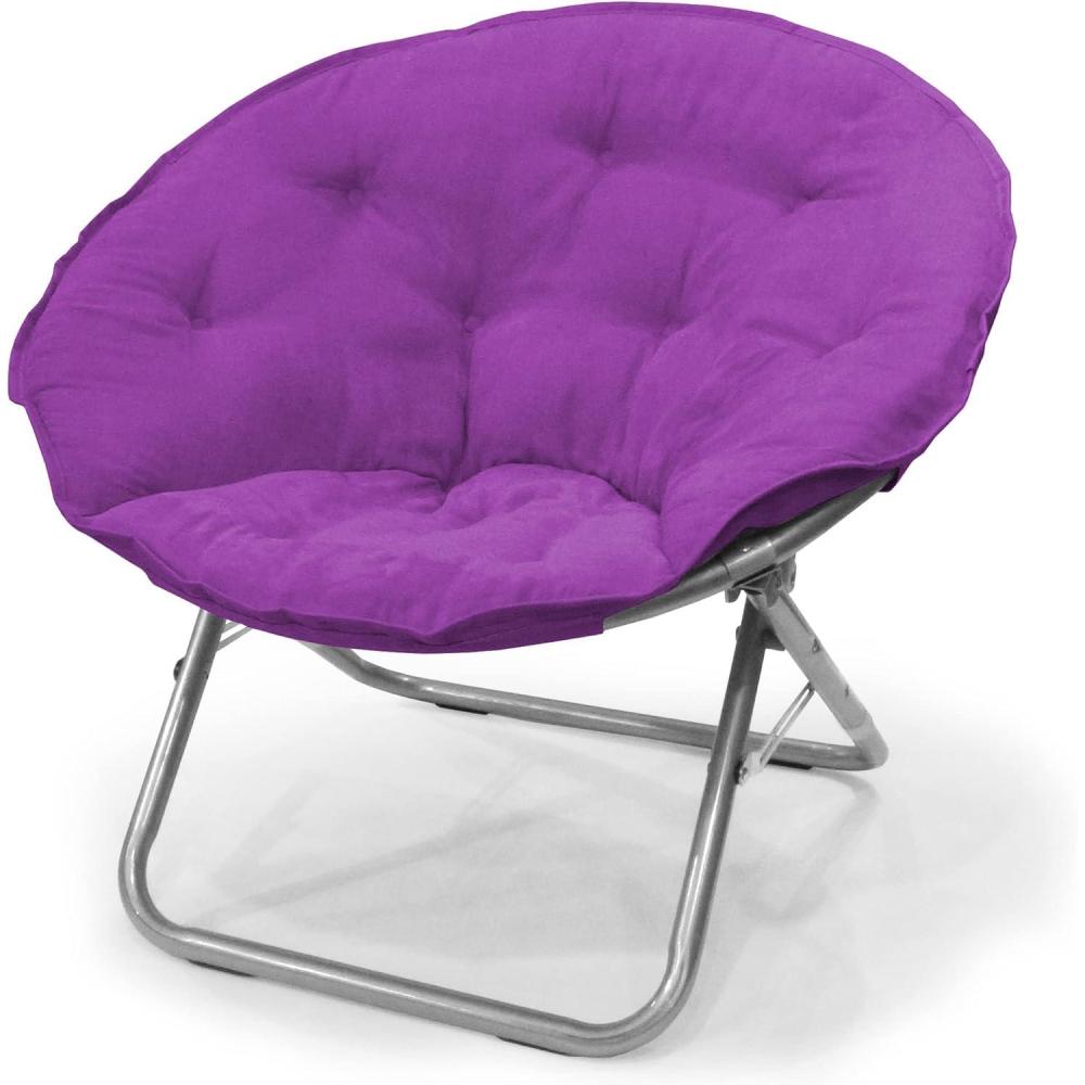 imageUrban Lifestyle Microsuede Saucer Chair for AdultsPink Cozy Folding Accent Chair for Bedroom Dorm or LoungePurple