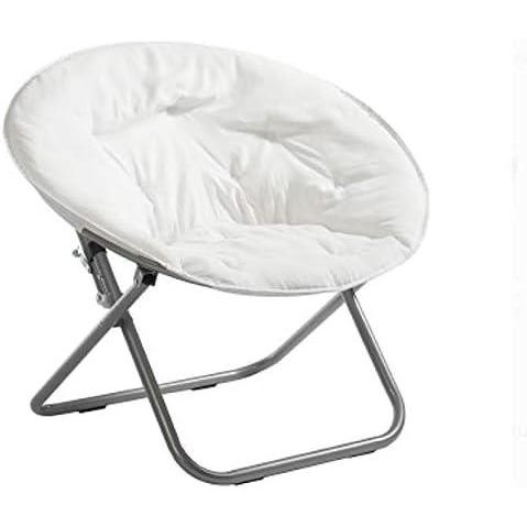 imageUrban Lifestyle Microsuede Saucer Chair for AdultsPink Cozy Folding Accent Chair for Bedroom Dorm or LoungeWhite