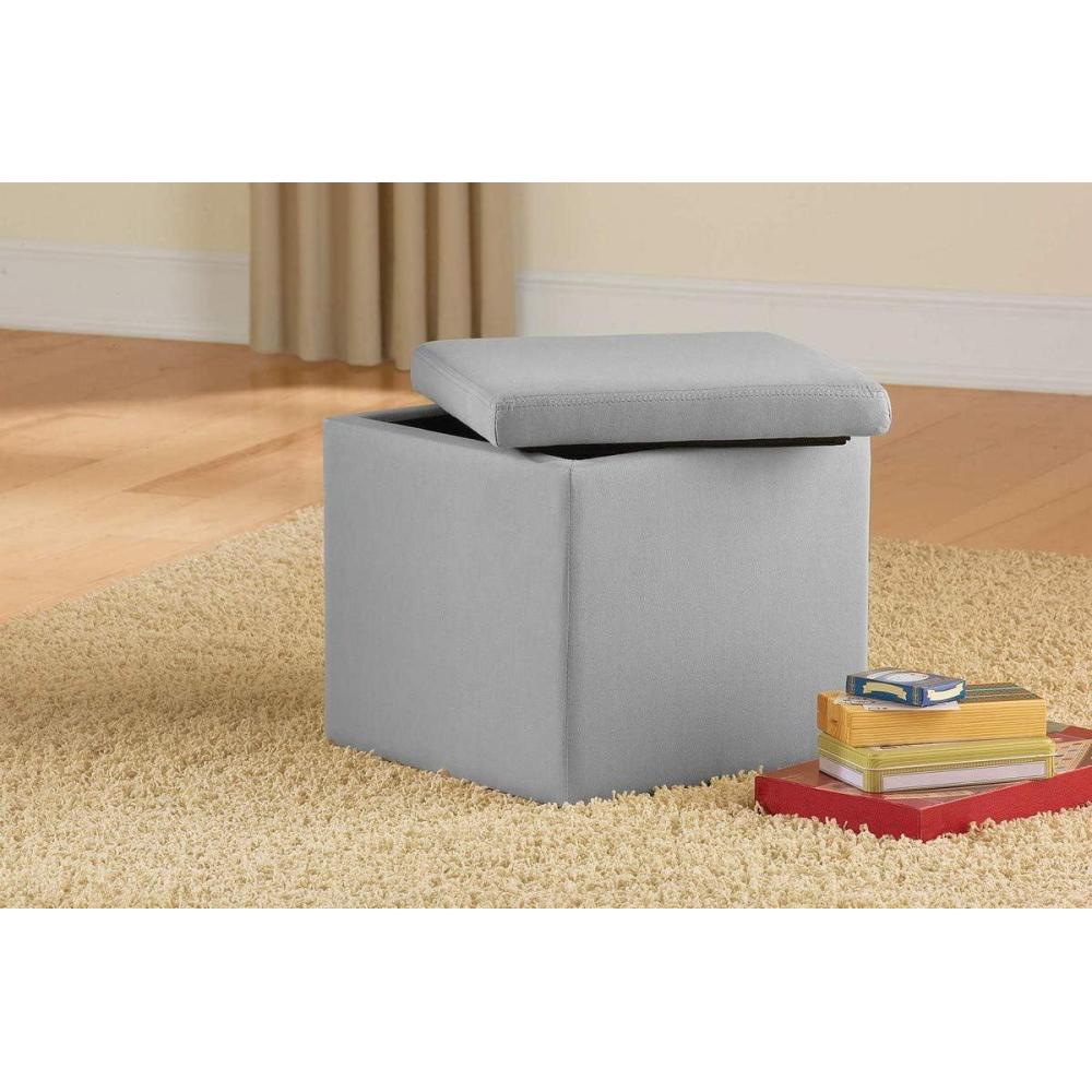 imageUrban Lifestyle Microsuede Storage Ottoman 15quotx15quotx15quot GreyGrey